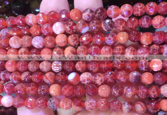 AGBS247 15 inches 6mm faceted round red dragon veins agate beads wholesale