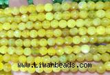 AGBS253 15 inches 6mm faceted round yellow dragon veins agate beads wholesale