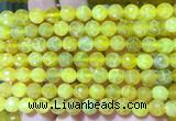 AGBS254 15 inches 8mm faceted round yellow dragon veins agate beads wholesale