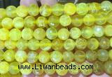 AGBS255 15 inches 10mm faceted round yellow dragon veins agate beads wholesale
