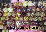 AGBS260 15 inches 10mm faceted round yellow dragon veins agate beads wholesale