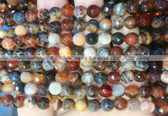 AGBS270 15 inches 6mm faceted round coffee dragon veins agate beads wholesale