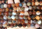 AGBS272 15 inches 10mm faceted round coffee dragon veins agate beads wholesale