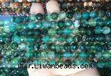 AGBS281 15 inches 6mm faceted round green dragon veins agate beads wholesale
