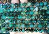 AGBS282 15 inches 8mm faceted round green dragon veins agate beads wholesale