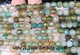 AGBS286 15 inches 6mm faceted round green dragon veins agate beads wholesale