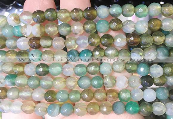 AGBS286 15 inches 6mm faceted round green dragon veins agate beads wholesale