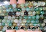 AGBS287 15 inches 8mm faceted round green dragon veins agate beads wholesale