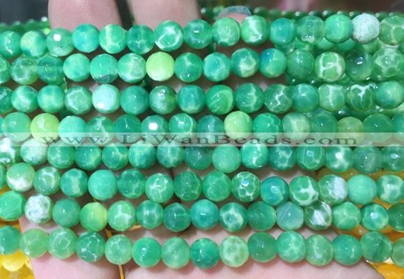 AGBS292 15 inches 6mm faceted round green dragon veins agate beads wholesale