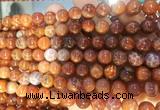 AGBS314 15 inches 8mm round red dragon veins agate beads wholesale