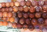 AGBS316 15 inches 12mm round red dragon veins agate beads wholesale