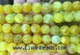 AGBS321 15 inches 12mm round yellow dragon veins agate beads wholesale