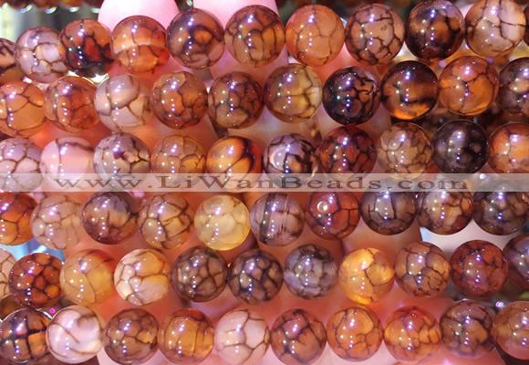 AGBS332 15 inches 10mm round coffee dragon veins agate beads wholesale