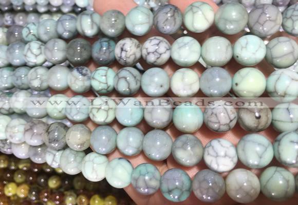 AGBS361 15 inches 10mm round green dragon veins agate beads wholesale