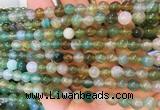 AGBS368 15 inches 6mm round green dragon veins agate beads wholesale