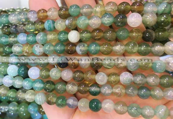 AGBS368 15 inches 6mm round green dragon veins agate beads wholesale