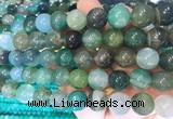 AGBS371 15 inches 12mm round green dragon veins agate beads wholesale