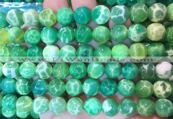 AGBS375 15 inches 10mm round green dragon veins agate beads wholesale