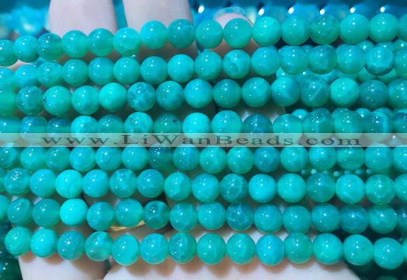 AGBS379 15 inches 6mm round green dragon veins agate beads wholesale