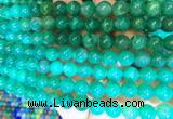 AGBS386 15 inches 8mm round green dragon veins agate beads wholesale