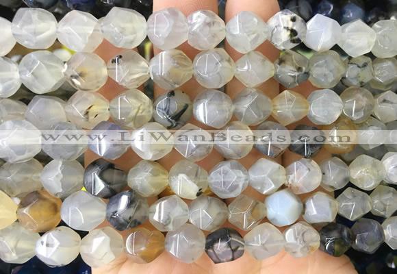 AGBS414 15 inches 10mm faceted nuggets agate gemstone beads wholesale