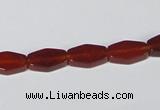 CAA177 15.5 inches 7*12mm hexagon red agate gemstone beads