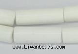 CAA25 15.5 inches 10*30mm cylinder white agate gemstone beads