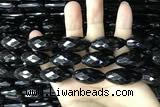 CAA2507 15.5 inches 15*30mm faceted rice black agate beads wholesale
