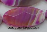CAA317 15.5 inches 30*60mm faceted oval fuchsia line agate beads