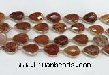 CAA3528 7.5 inches 13*18mm faceted flat teardrop fire agate beads