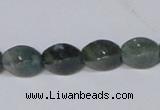 CAB420 15.5 inches 8*12mm twisted rice moss agate gemstone beads
