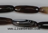 CAG1345 15.5 inches 10*30mm faceted rice line agate gemstone beads