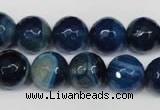 CAG2106 15.5 inches 12mm faceted round blue line agate beads
