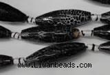 CAG2291 15.5 inches 10*30mm faceted rice fire crackle agate beads