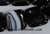 CAG2948 15.5 inches 22*22mm square black line agate beads