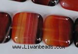CAG3250 15.5 inches 22*22mm square red line agate beads