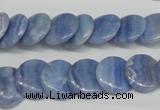 CAG4392 15.5 inches 14mm flat round dyed blue lace agate beads