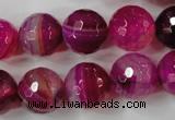 CAG4568 15.5 inches 14mm faceted round agate beads wholesale
