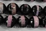 CAG5153 15 inches 12mm faceted round tibetan agate beads wholesale
