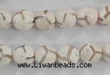 CAG5334 15.5 inches 10mm faceted round tibetan agate beads wholesale
