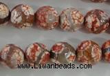 CAG5359 15.5 inches 12mm faceted round tibetan agate beads wholesale