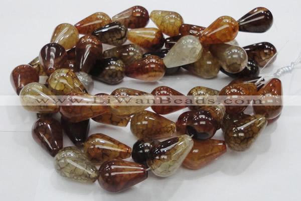 CAG698 15.5 inches 20*30mm teardrop dragon veins agate beads