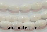 CAG7201 15.5 inches 6*9mm rice white agate gemstone beads