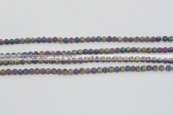 CAG7449 15.5 inches 6mm round plated druzy agate beads wholesale