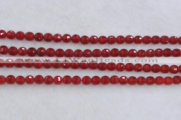 CAG7456 15.5 inches 6mm faceted round matte red agate beads