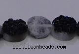 CAG7951 7.5 inches 8*10mm oval plated white druzy agate beads