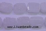 CAG8210 Top drilled 10*14mm rectangle white plated druzy agate beads