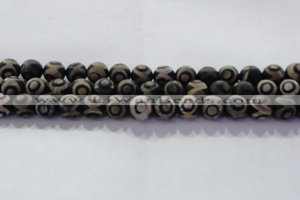 CAG8703 15.5 inches 12mm round matte tibetan agate gemstone beads