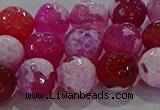 CAG8974 15.5 inches 12mm faceted round fire crackle agate beads
