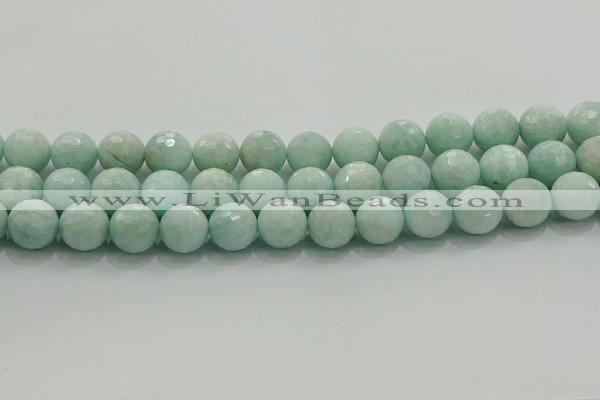 CAM1515 15.5 inches 14mm faceted round natural peru amazonite beads
